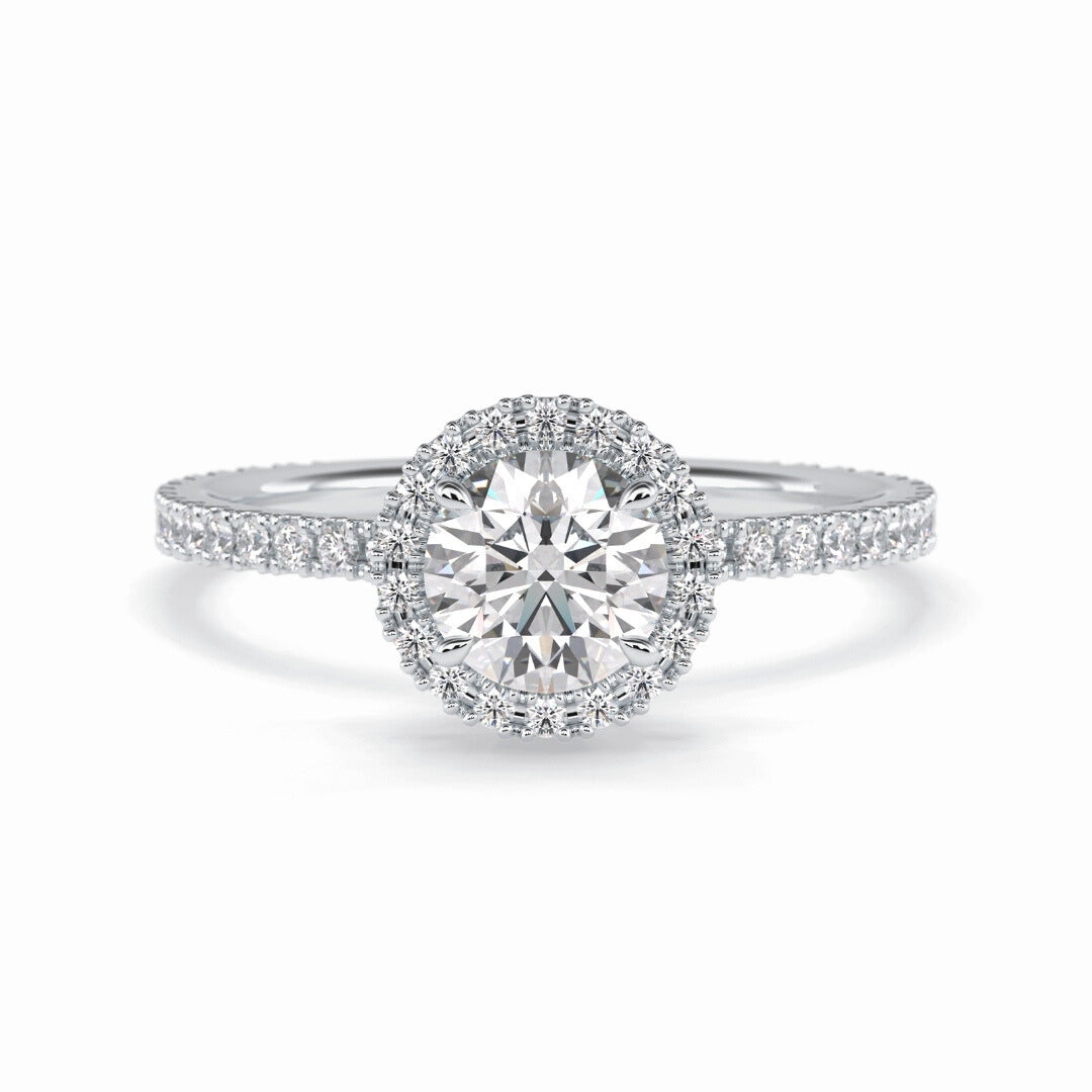 Lab Grown 1.20 CT Round Cut Diamond Mid-Century Engagement Ring