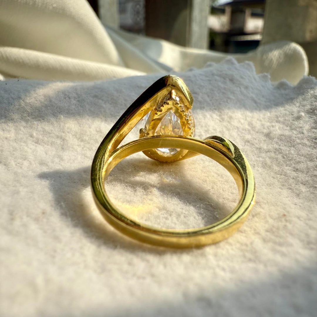 Moissanite pear ring