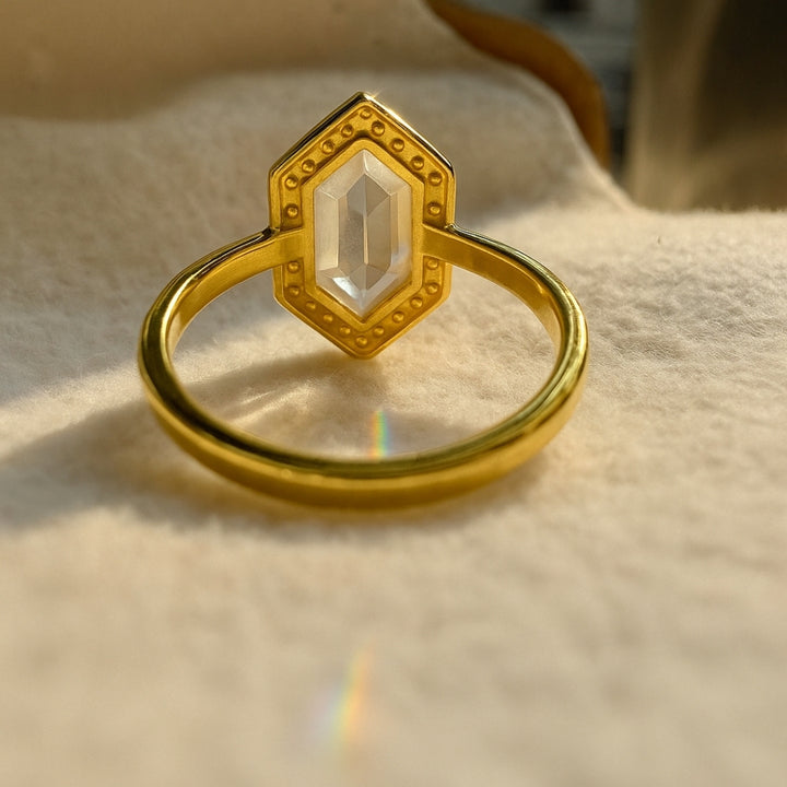 Hexagon shaped diamond ring