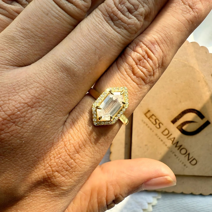 Hexagon diamond engagement ring