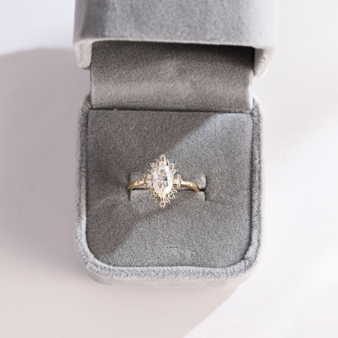 Moissanite 3.97 CT Marquise Cut Diamond  Gothic Engagement Ring