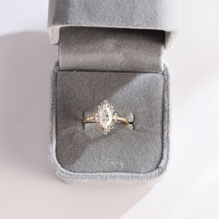 Moissanite 3.97 CT Marquise Cut Diamond  Gothic Engagement Ring