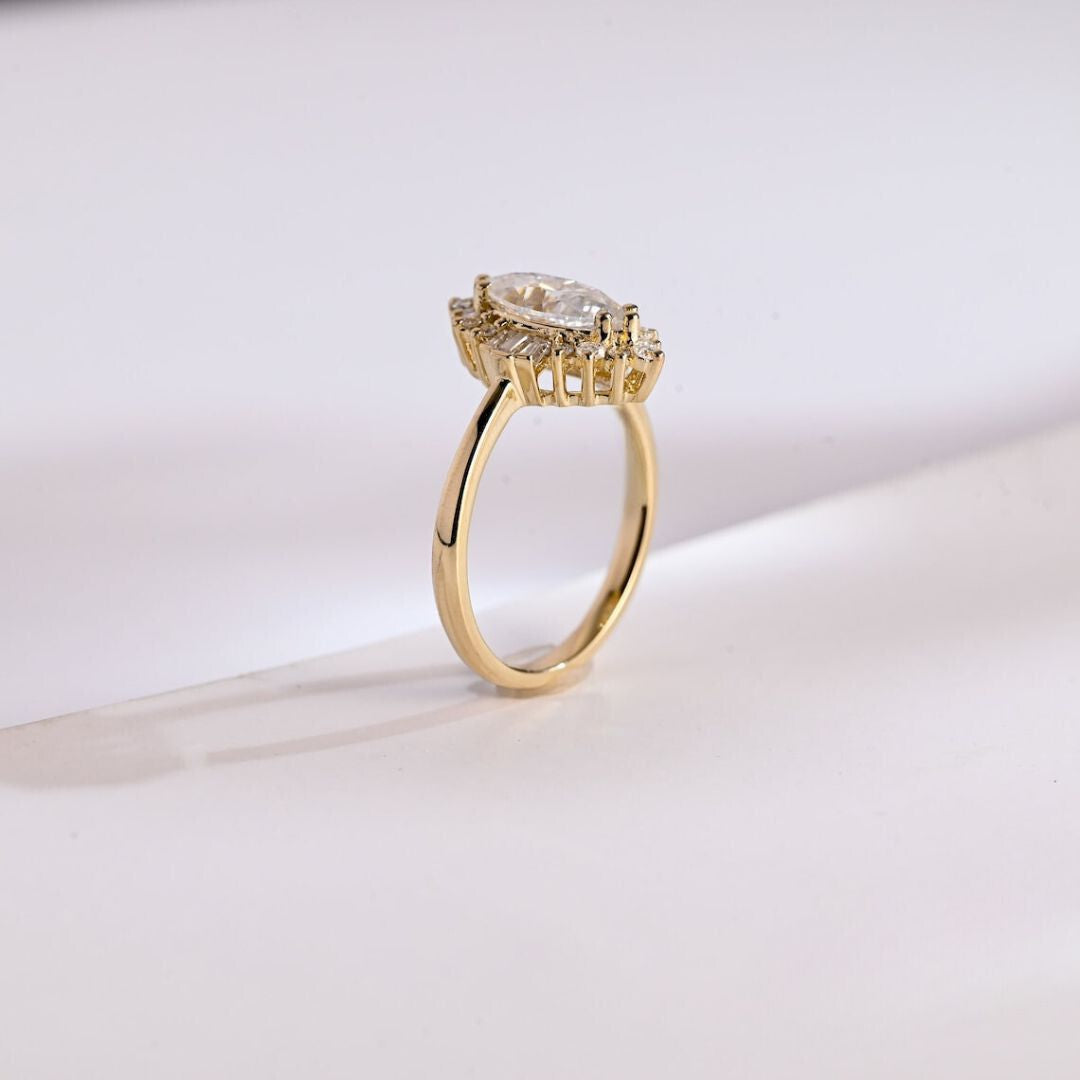 Moissanite 3.97 CT Marquise Cut Diamond  Gothic Engagement Ring