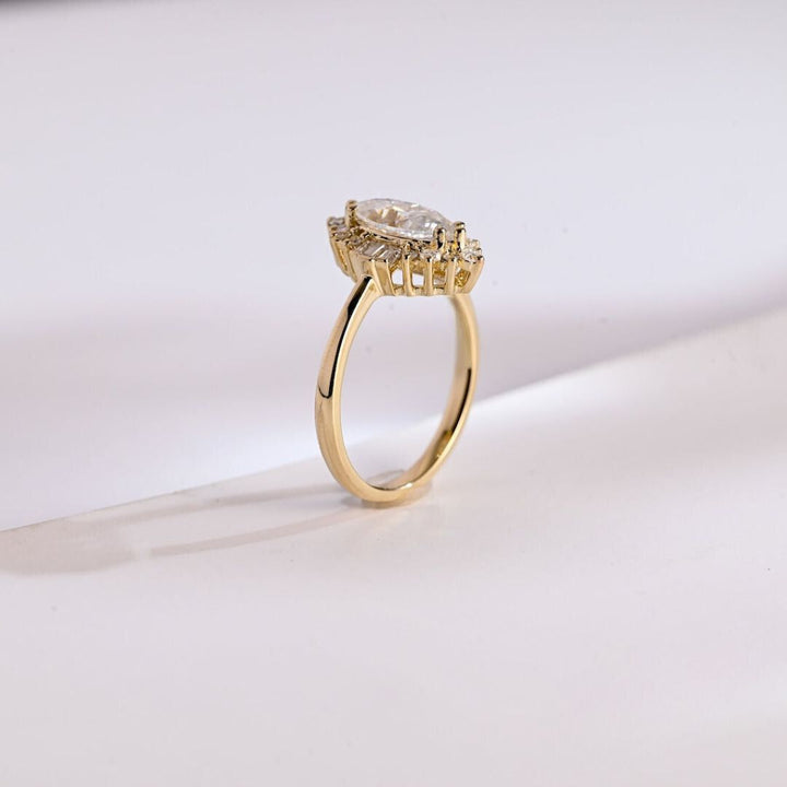 Moissanite 3.97 CT Marquise Cut Diamond  Gothic Engagement Ring