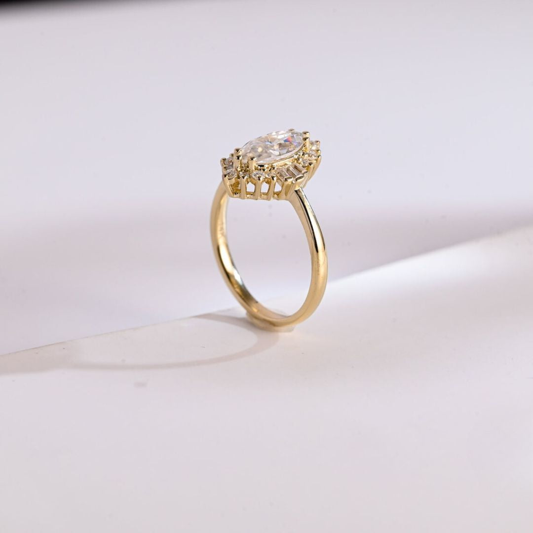 Moissanite 3.97 CT Marquise Cut Diamond  Gothic Engagement Ring