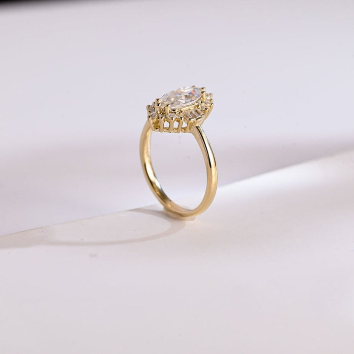 Moissanite 3.97 CT Marquise Cut Diamond  Gothic Engagement Ring