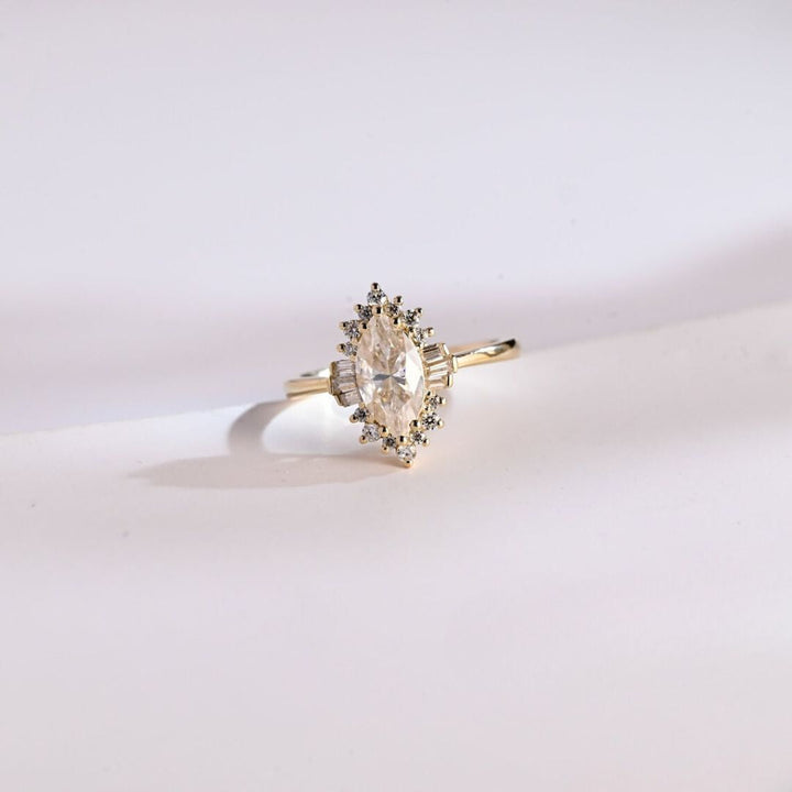 Moissanite 3.97 CT Marquise Cut Diamond  Gothic Engagement Ring