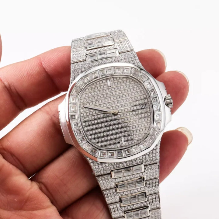 Moissanite 69.92 CT Round Cut Diamond Brutalist Watch