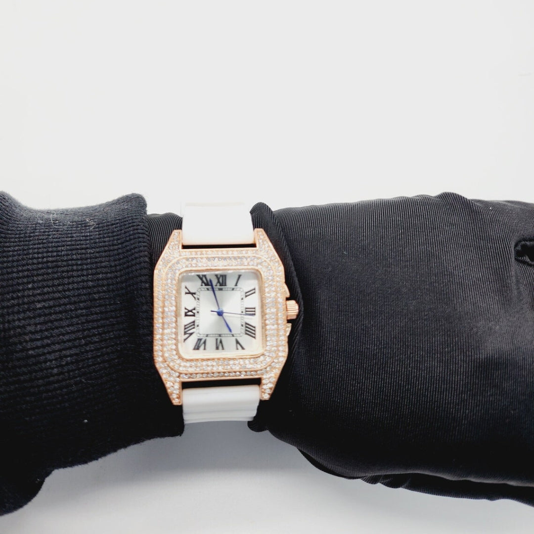 Moissanite 21.41 CT Round Cut Diamond Brutalist Watch