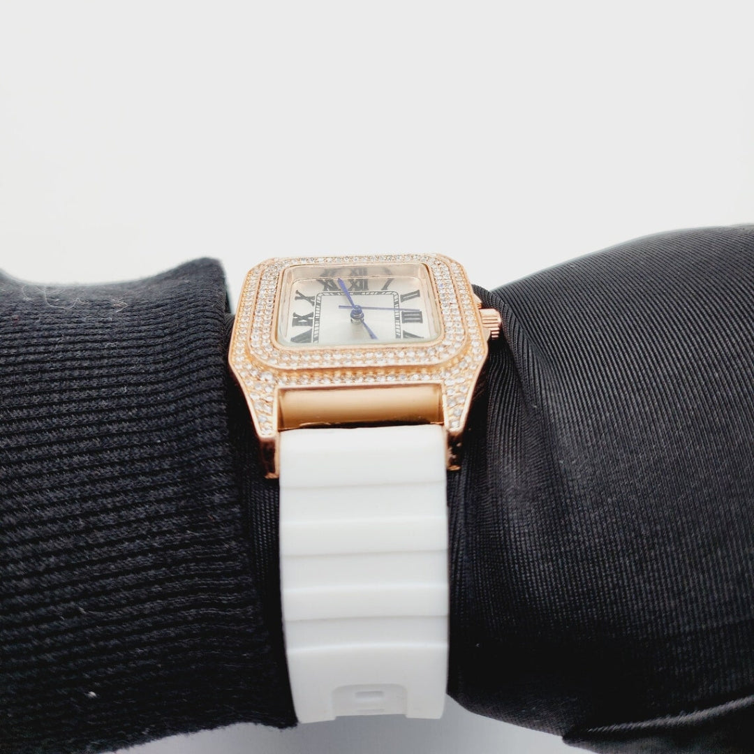 Moissanite 21.41 CT Round Cut Diamond Brutalist Watch