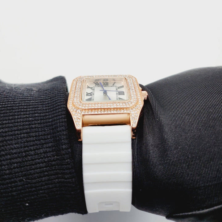 Moissanite 21.41 CT Round Cut Diamond Brutalist Watch