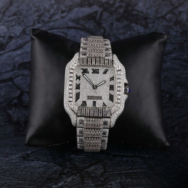 Moissanite 43.37 CT Baguette Cut Diamond Brutalist Watch