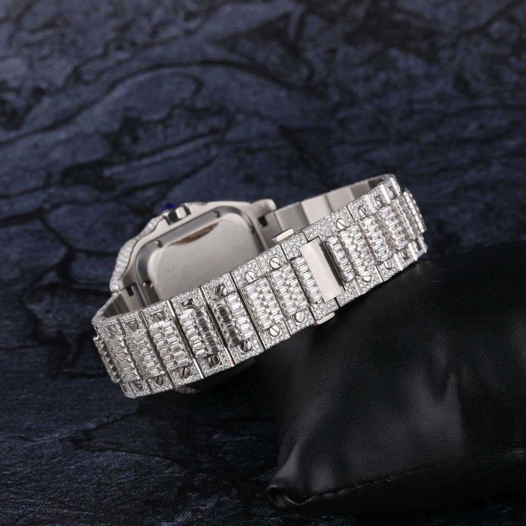 Moissanite 43.37 CT Baguette Cut Diamond Brutalist Watch