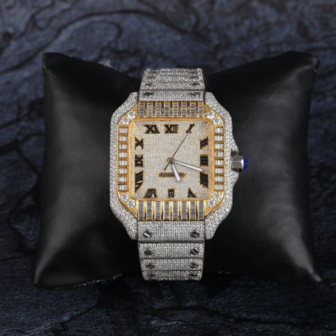 Moissanite 39.13 CT Baguette Cut Diamond Art Deco Watch