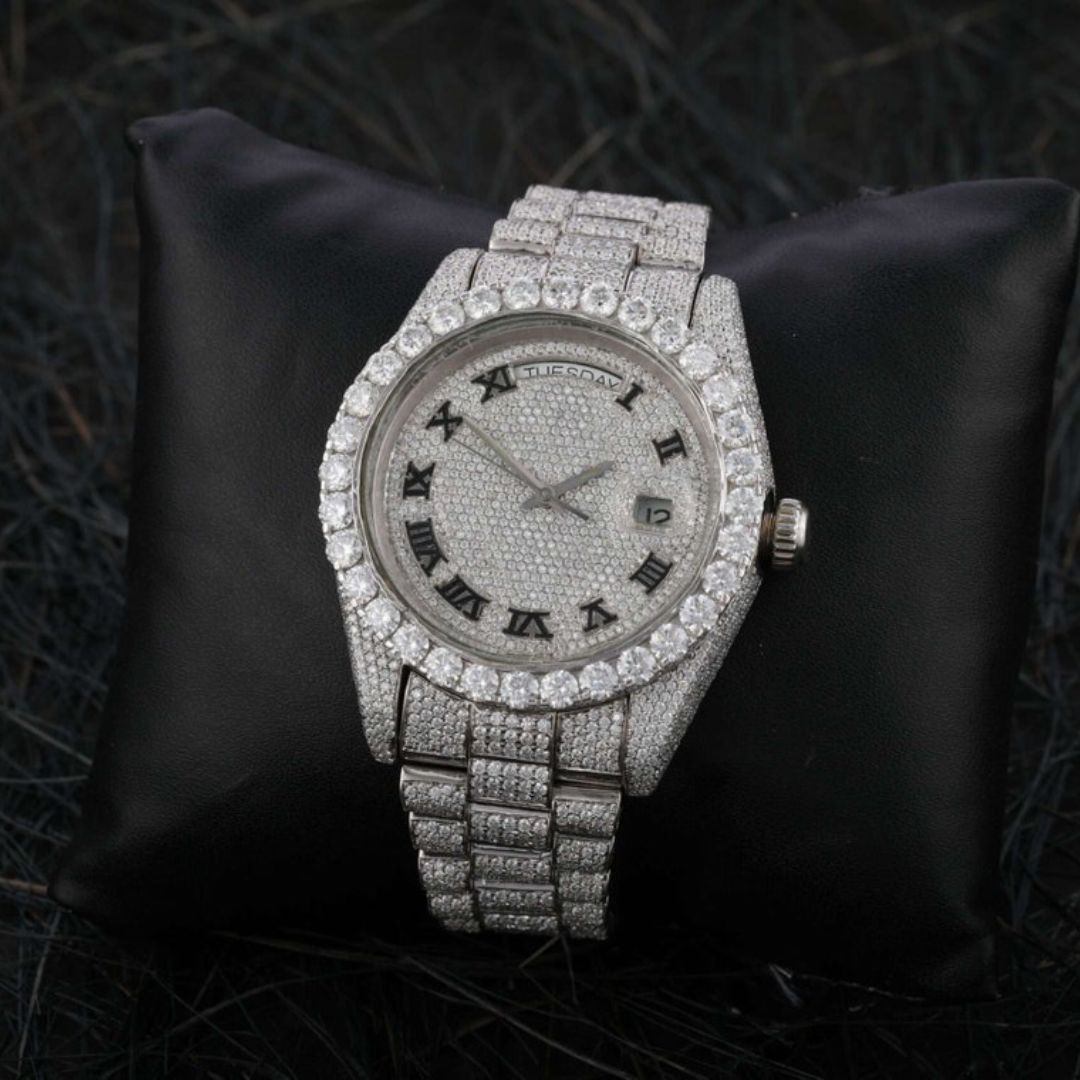 Moissanite 40.49 CT Round Cut Diamond Victorian Watch
