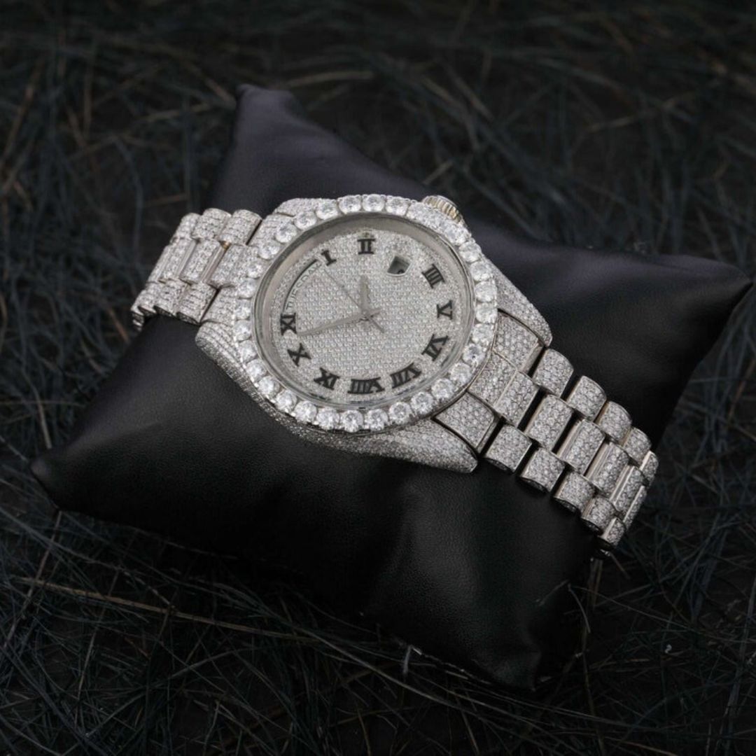 Moissanite 40.49 CT Round Cut Diamond Victorian Watch