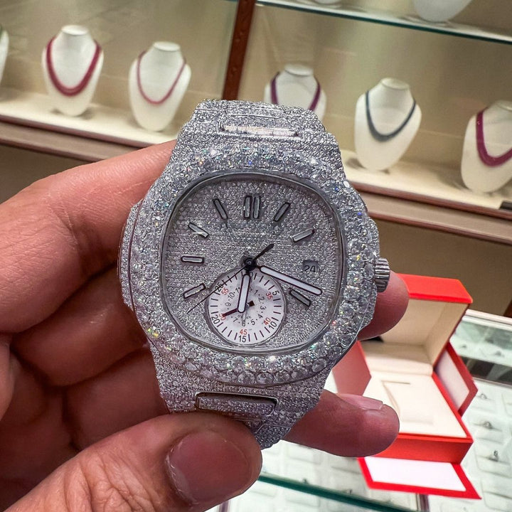 Moissanite 40.64 CT Round Cut Diamond Avant Garde Watch