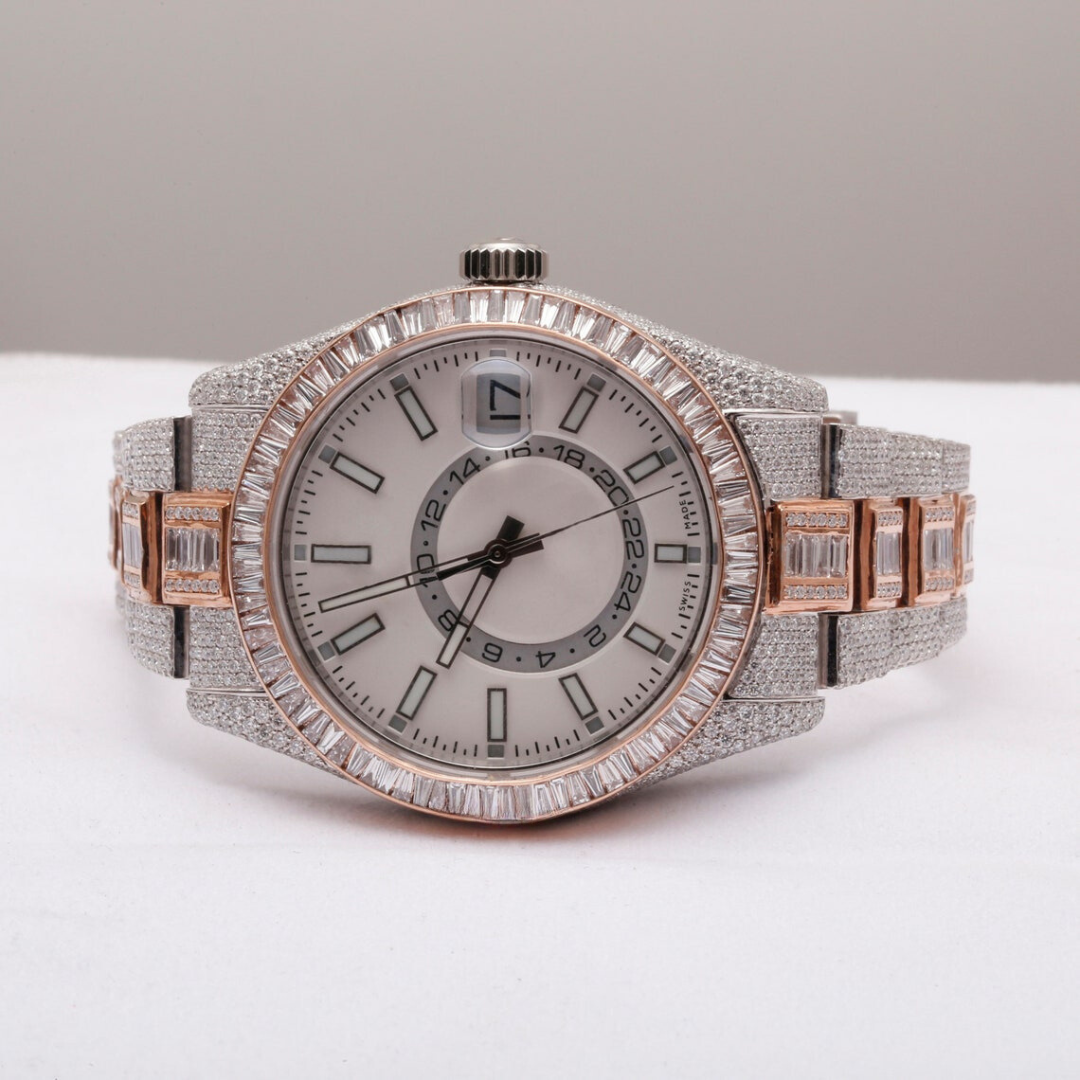 Moissanite  40.12 CT Baguette Cut Diamond Mid-century Watch