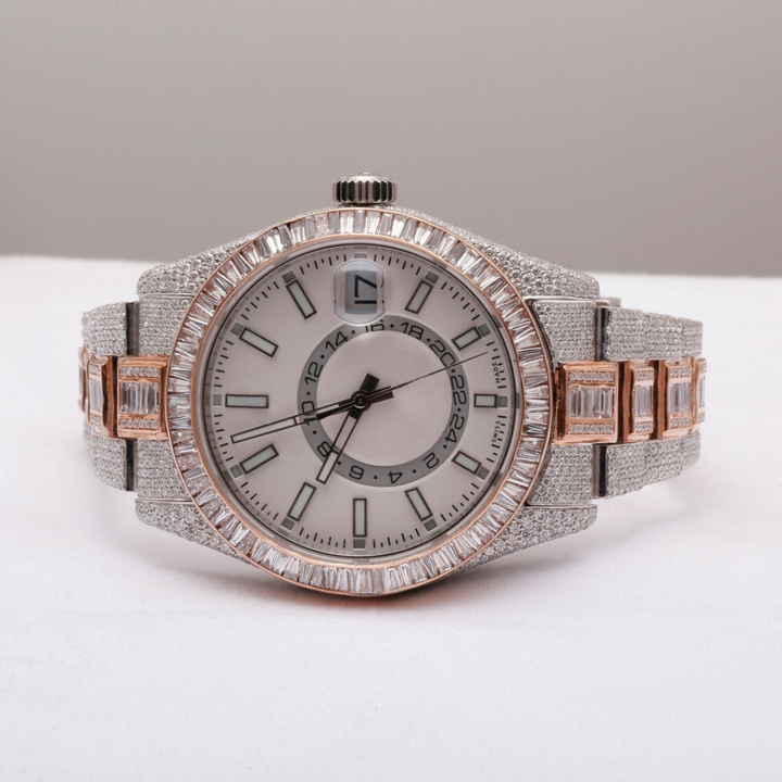 Moissanite  40.12 CT Baguette Cut Diamond Mid-century Watch