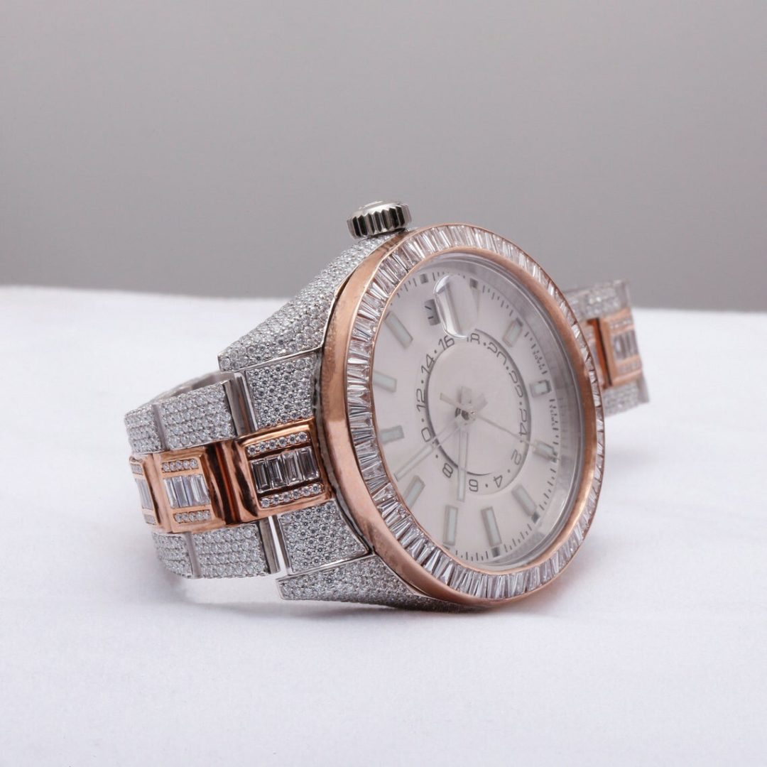 Moissanite  40.12 CT Baguette Cut Diamond Mid-century Watch