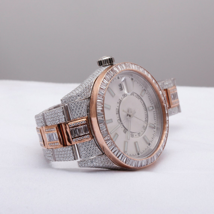 Moissanite  40.12 CT Baguette Cut Diamond Mid-century Watch