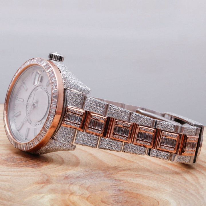 Moissanite  40.12 CT Baguette Cut Diamond Mid-century Watch