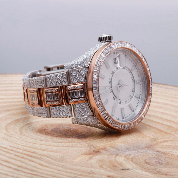 Moissanite  40.12 CT Baguette Cut Diamond Mid-century Watch