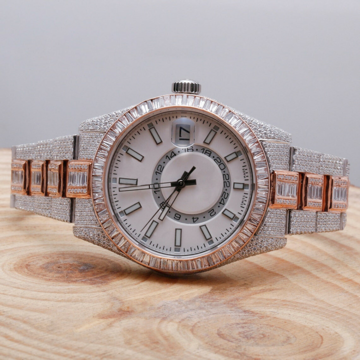 Moissanite  40.12 CT Baguette Cut Diamond Mid-century Watch