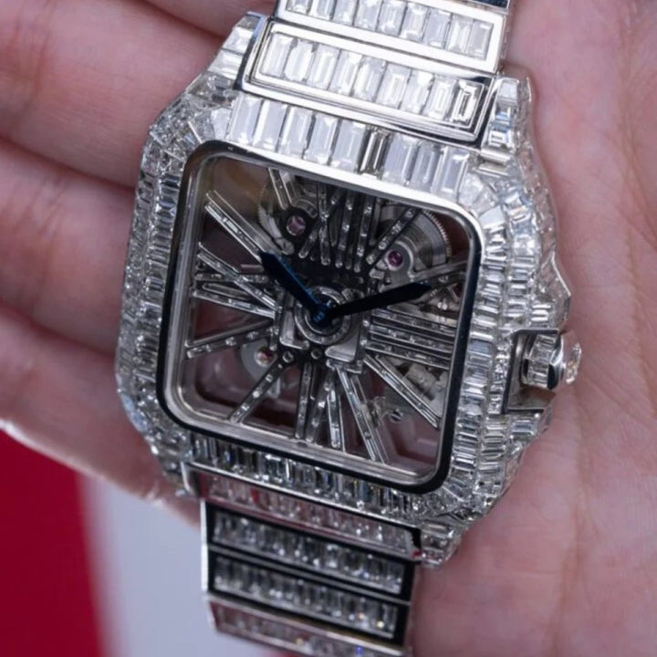 Moissanite  40.17 CT Baguette Cut Diamond Art Deco Watch
