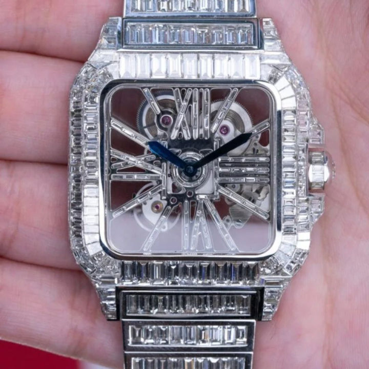 Moissanite  40.17 CT Baguette Cut Diamond Art Deco Watch