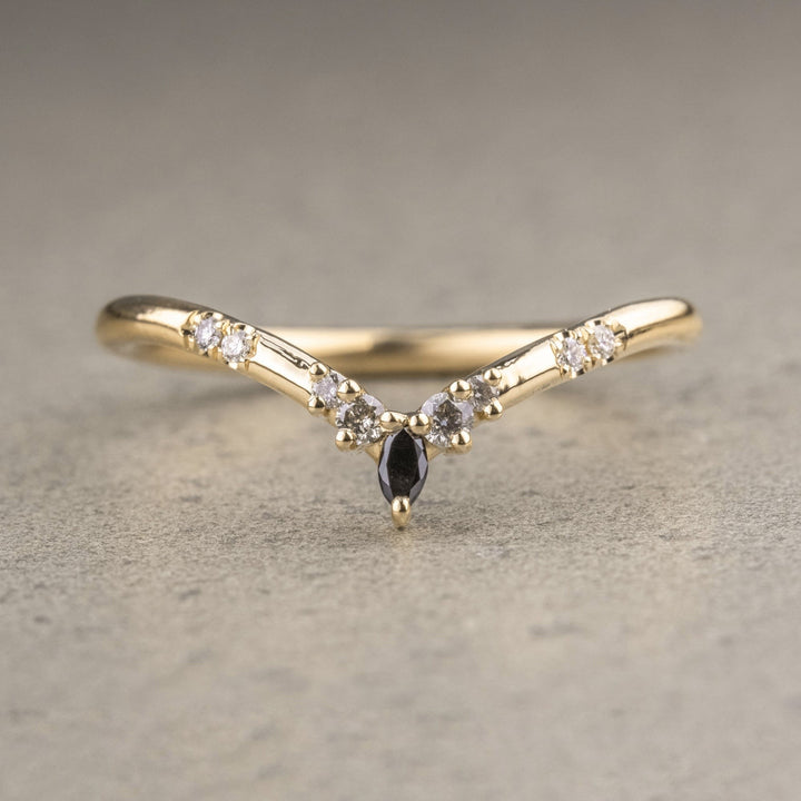 Natural Salt and Paper 0.40 CT Marquise Diamond Art Nouveau Band