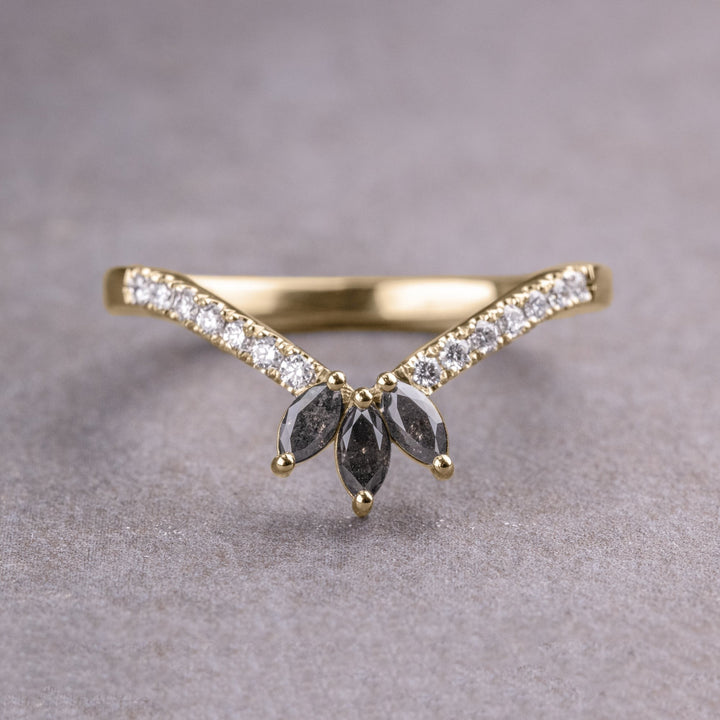 Natural Salt and Paper 0.92 CT Marquise Diamond Boho & Hippie Band