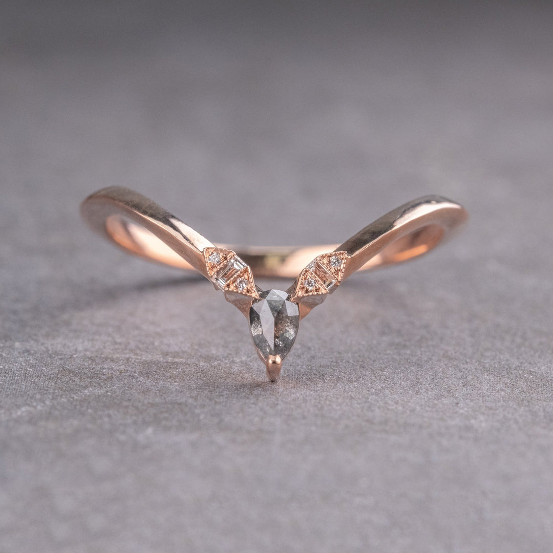 Natural Salt and Paper 0.50 CT Pear Diamond Brutalist Band