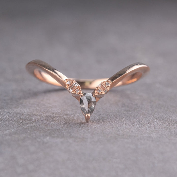 Natural Salt and Paper 0.50 CT Pear Diamond Brutalist Band