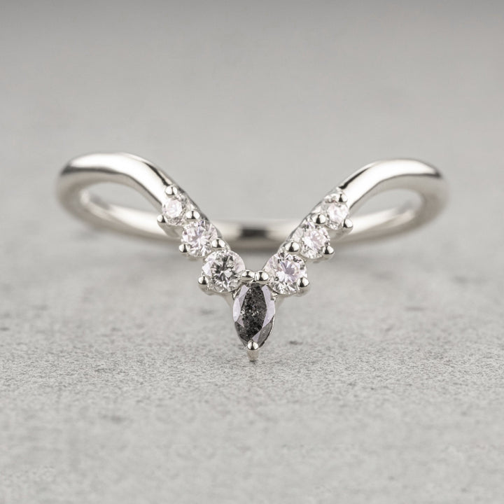 Natural Salt and Paper 0.90 CT Marquise Diamond Minimalist Band