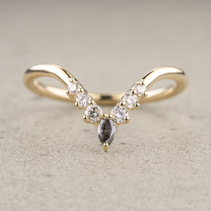 Natural Salt and Paper 0.90 CT Marquise Diamond Minimalist Band