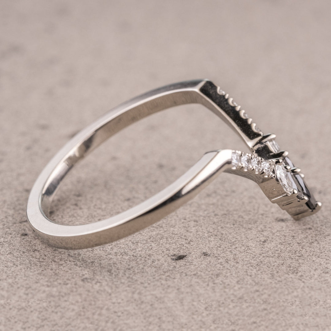 Natural Salt and Paper 0.70 CT Marquise Diamond Art Deco Band