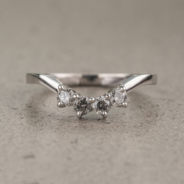 Natural Salt and Paper 0.74 CT Round Diamond Minimalist Band
