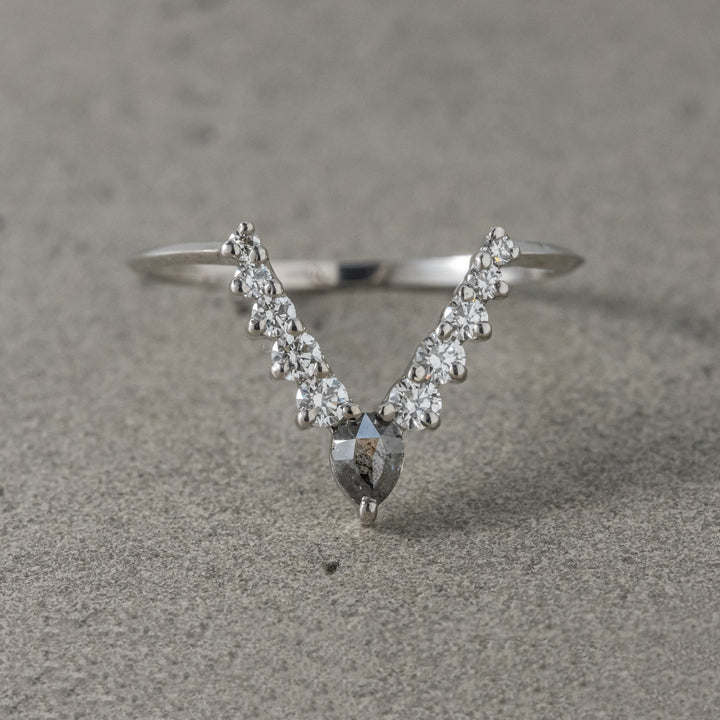 Natural Salt and Paper 1.20 CT Pear Diamond Brutalist Band