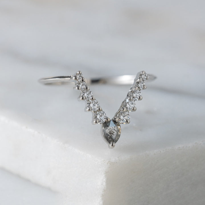 Natural Salt and Paper 1.20 CT Pear Diamond Brutalist Band