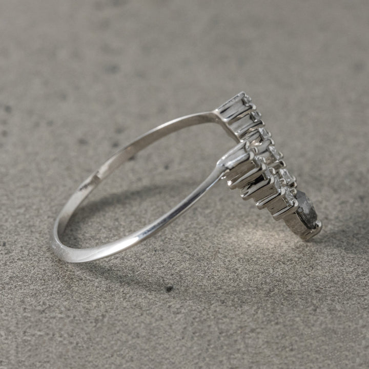 Natural Salt and Paper 1.20 CT Pear Diamond Brutalist Band