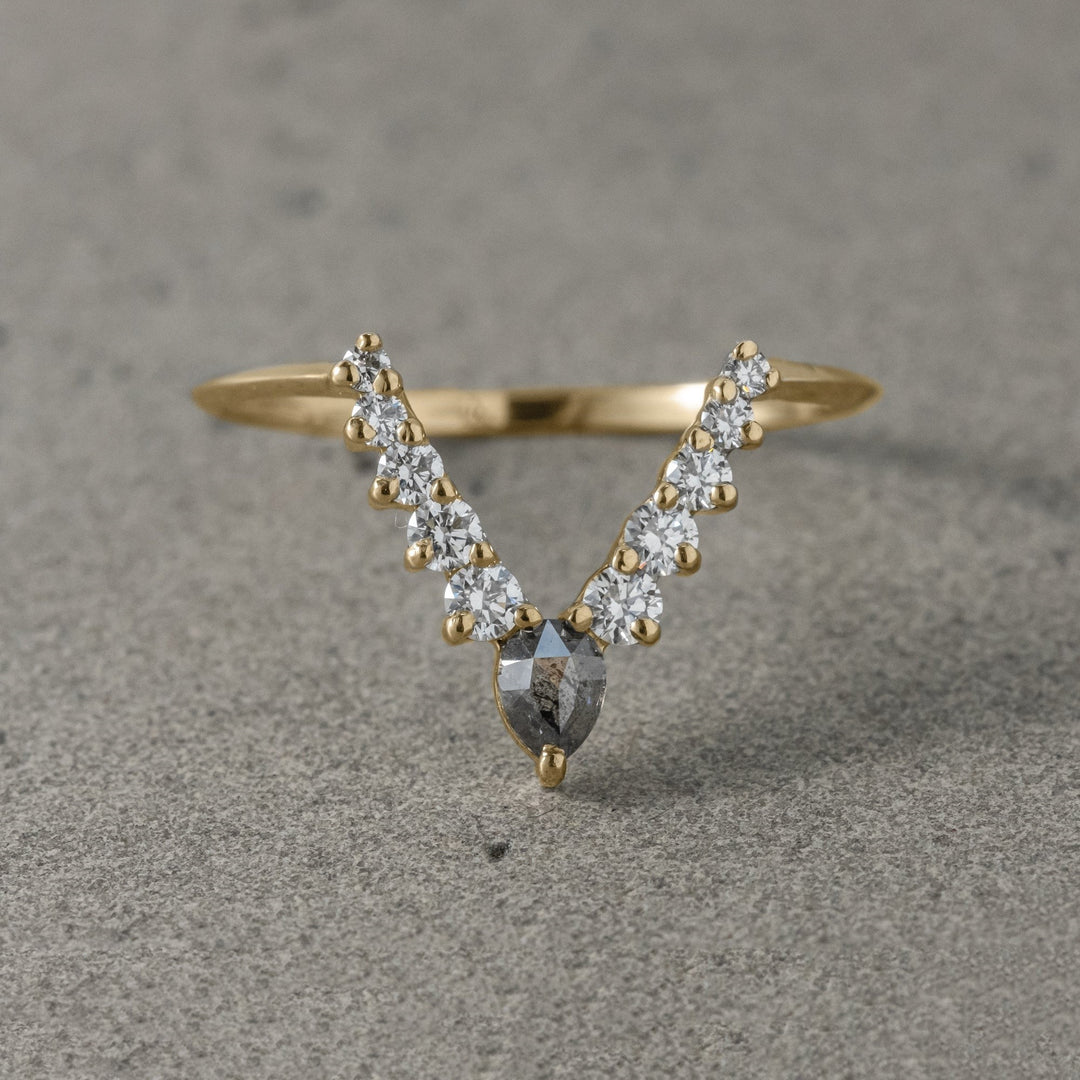 Natural Salt and Paper 1.20 CT Pear Diamond Brutalist Band