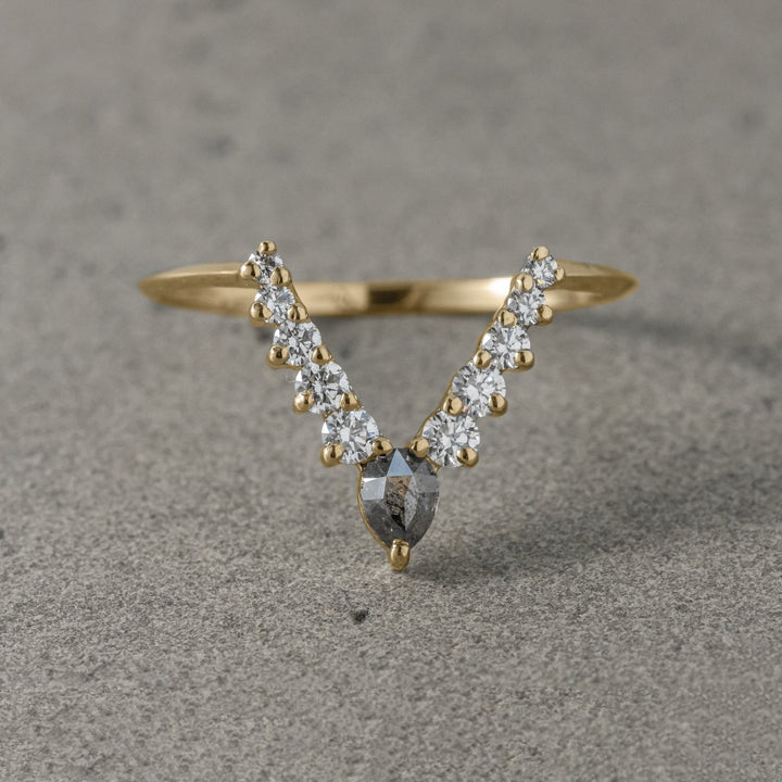 Natural Salt and Paper 1.20 CT Pear Diamond Brutalist Band