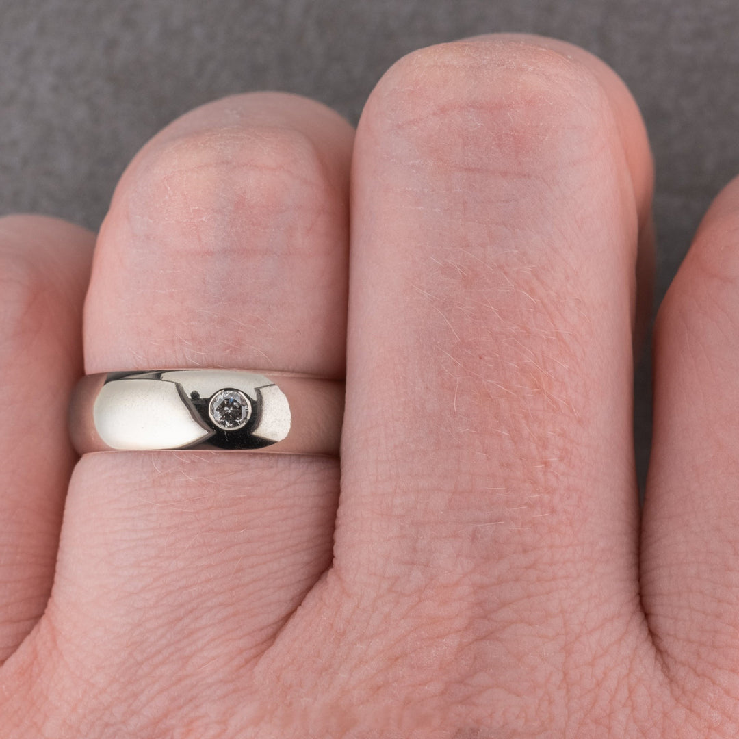 Natural Salt and Paper 0.50 CT Round Diamond Mid-Century Band