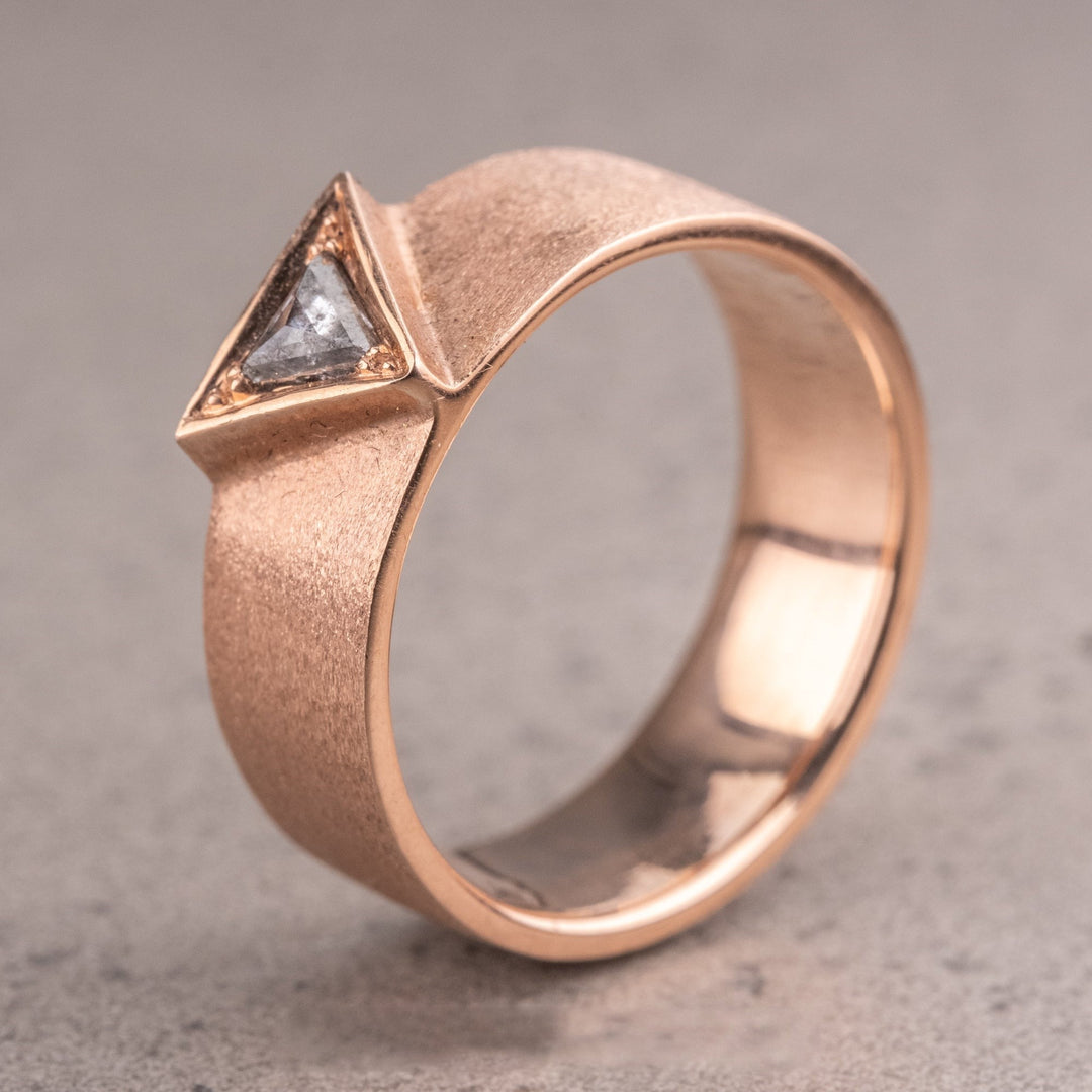 Natural Salt and Paper 0.80 CT Triangle Diamond Avant Garde Band