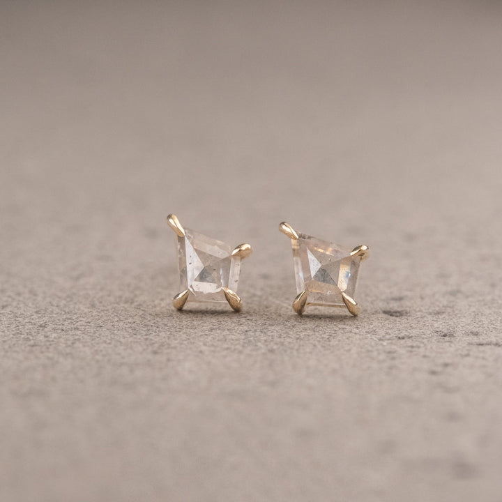 Natural Salt And Pepper 0.50 CT Kite Diamond Stud Earring