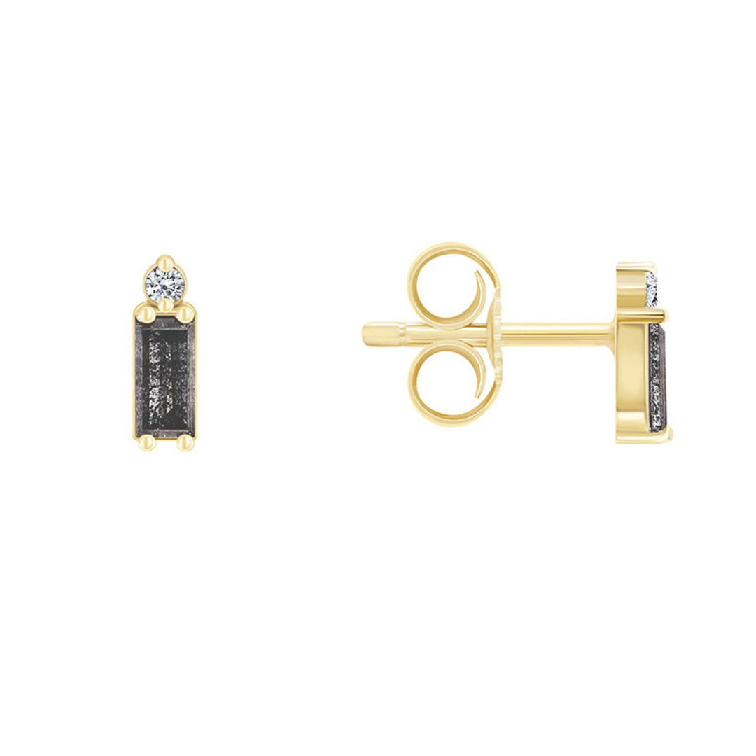 Natural Salt and Pepper 1.90 CT Round & Baguette Diamond Fashion Earring