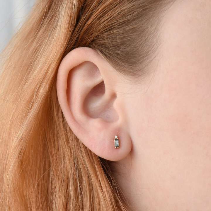 Natural Salt and Pepper 1.90 CT Round & Baguette Diamond Fashion Earring