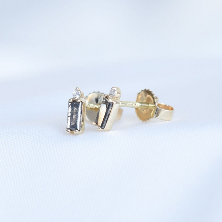 Natural Salt and Pepper 1.90 CT Round & Baguette Diamond Fashion Earring