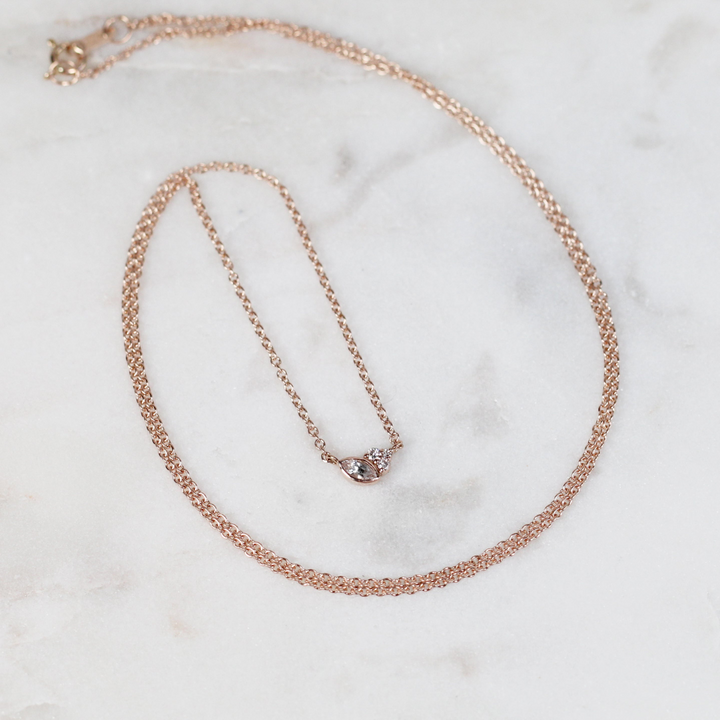 Natural Salt And Pepper 2.30 CT Round & Marquise Diamond Necklace